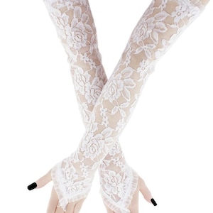 Extra long gloves white lace fingerless gloves wedding gloves bridal gloves over elbow womens lace arm sleeves whole all sizes