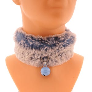 Fluffy Kitten Collar Choker: Ivory Blue Pet Play Costume