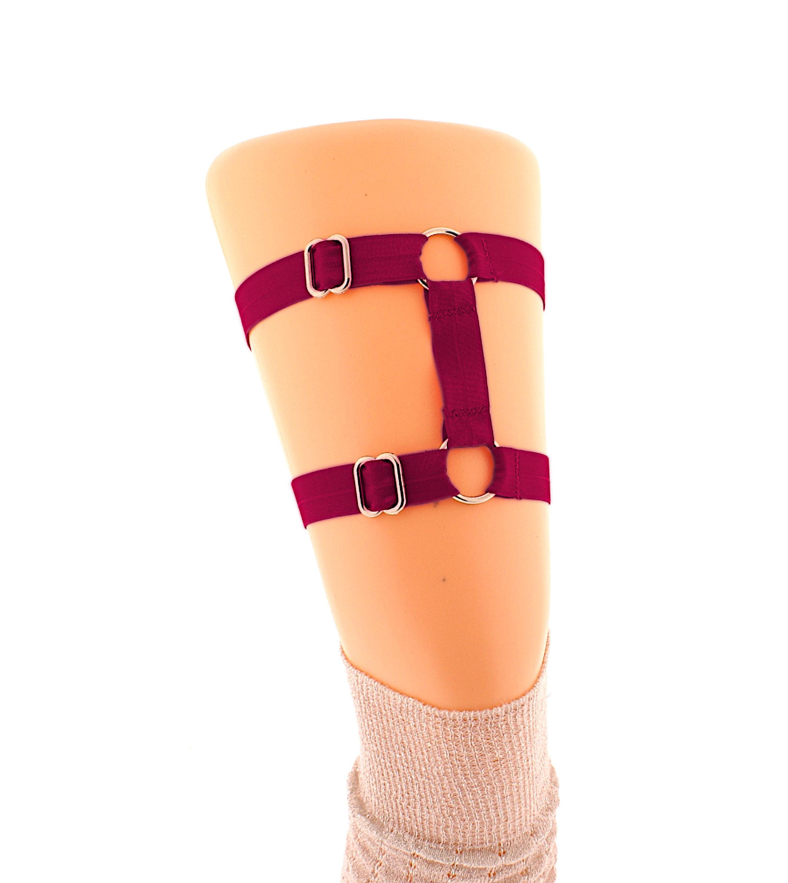 Garter Neon Pink Cyber Gothic Leg Harness, Double Elastic  display picture 1