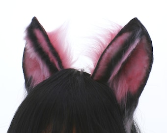 Pink black neko cat ears, cosplay costume kawaii cat neko ears, neko animal cosplay ears headband, kitten ears, kittenplay ears headband