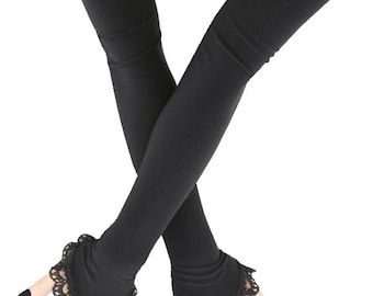 Extra long black fingerless gloves womens evening arm warmers opera gothic glove over elbow sleeves formal gloves all size available, costum