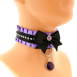 Ras de cou victorien de luxe romantique avec col noir et noeud en satin avec bijou de princesse, bijou de princesse avec pierres de verre fait main