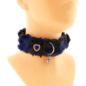 Collar Choker Blue Black Fluffy Soft Collars Heart Cosplay Buckle D ring Costume Artificial Fur Kawaii  Handmade Gifts More Colors And Sizes
