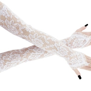 extra long white lace gloves wedding gloves bridal opera fingerless gloves over elbow womens lace arm sleeves long gloves whole white gloves