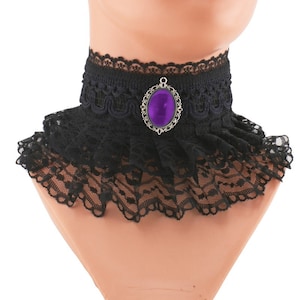 Elegant gothic collar lace womens pendant choker, black romantic collar jewelry choker, goth wedding bride victorian vampire collar costume
