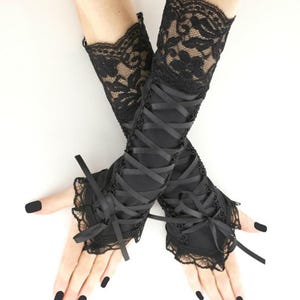 Black fingerless gloves arm warmers gothic bridal wedding gloves formal gloves bride gloves womens evening gloves victorian formal gloves evening gloves pastel elegant romantic cosplay costume lolita kawaii wedding gloves bride burlesque