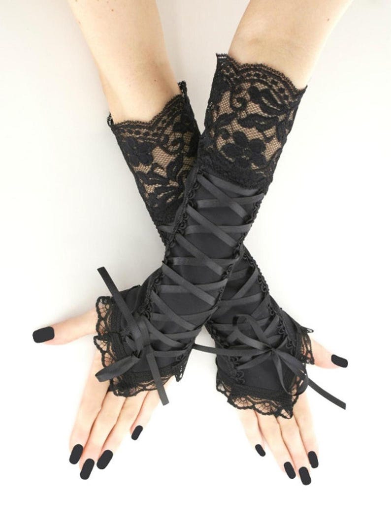 Black fingerless gloves arm warmers gothic bridal wedding gloves formal gloves bride gloves womens evening gloves victorian formal gloves evening gloves pastel elegant romantic cosplay costume lolita kawaii wedding gloves bride burlesque
