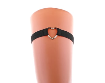 Porte-jarretelles noir en forme de coeur, porte-jarretelles élastique réglable sur la jambe