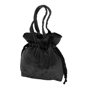 Velvet Womens handbag drawstring bucket bag black women's formal handbag evening wristlet bag handmade, clutch handbag, vintage bag