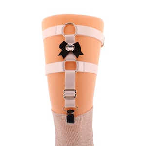 One Bow Garter Betl Adjustable White Elastic Leg Garter for Thigh High Socks and Stockings Crocodile Clips for Durable Hold Sock hold ups