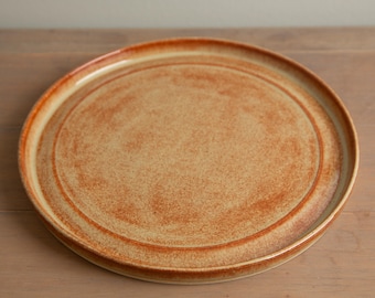 Handmade Pottery - Shallow Ceramic Plate, Harvest Orange Glaze