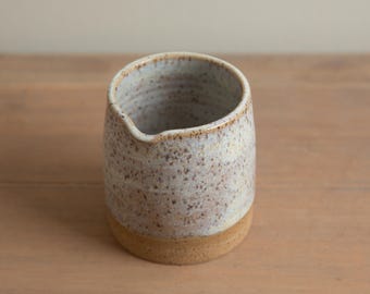 Handmade Pottery - 8oz. Ceramic Creamer, Minimal Pourer in Opal Neutral Speckled Glaze
