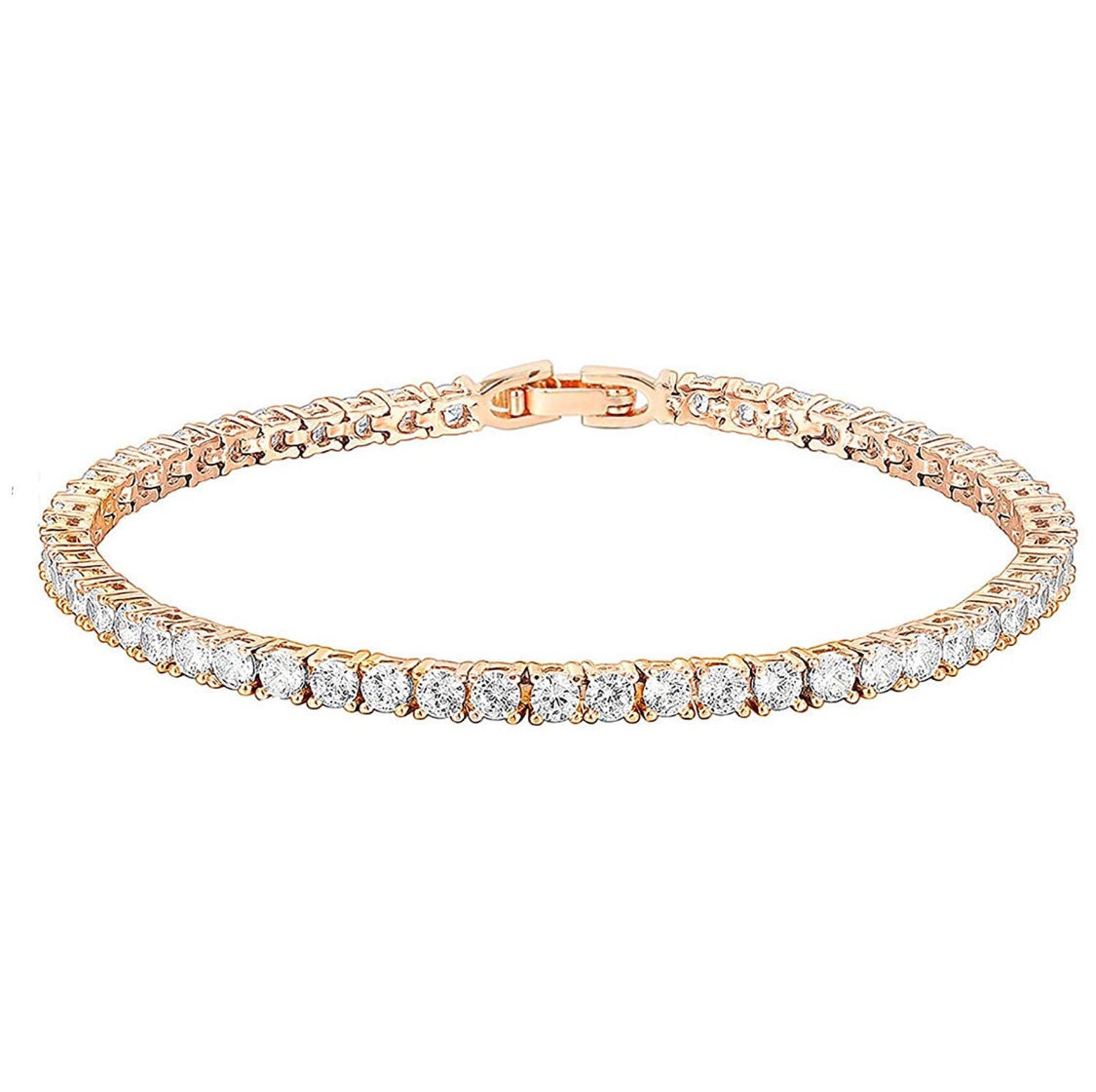 Classic Tennis Bracelet Cubic Zirconia 14k Plated Yellow Gold Etsy