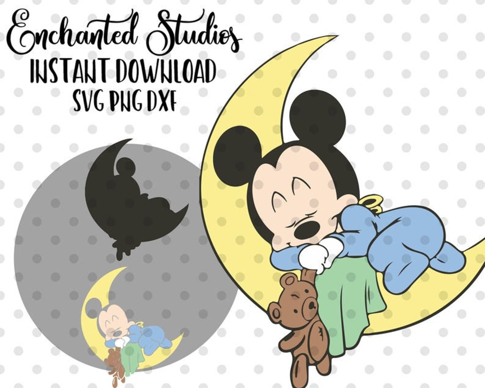 Baby Mickey Mouse Moon Clipart SVG PNG Clip Art Files Mickey | Etsy