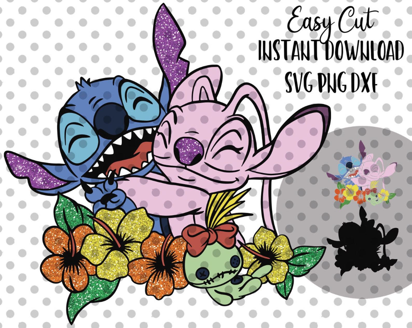 Scrapbook Printable Images Stitch and Angel Floral SVG & PNG Clip Files