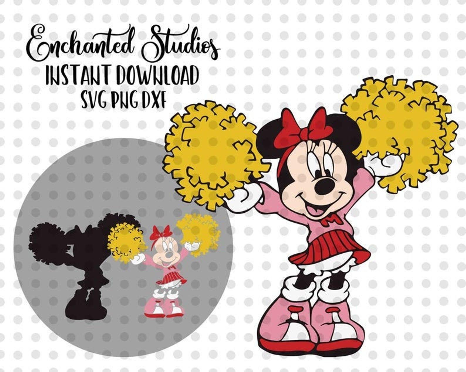 Cheerleader Minnie Mouse Clipart SVG & PNG Clip Art Files Etsy