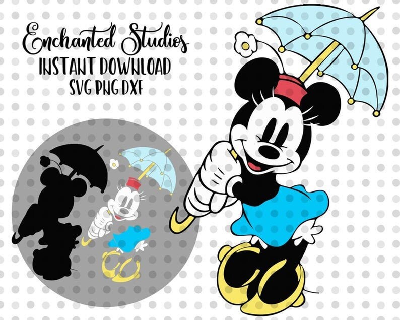Download Vintage Minnie Mouse paraguas SVG & PNG Clip Art Files | Etsy