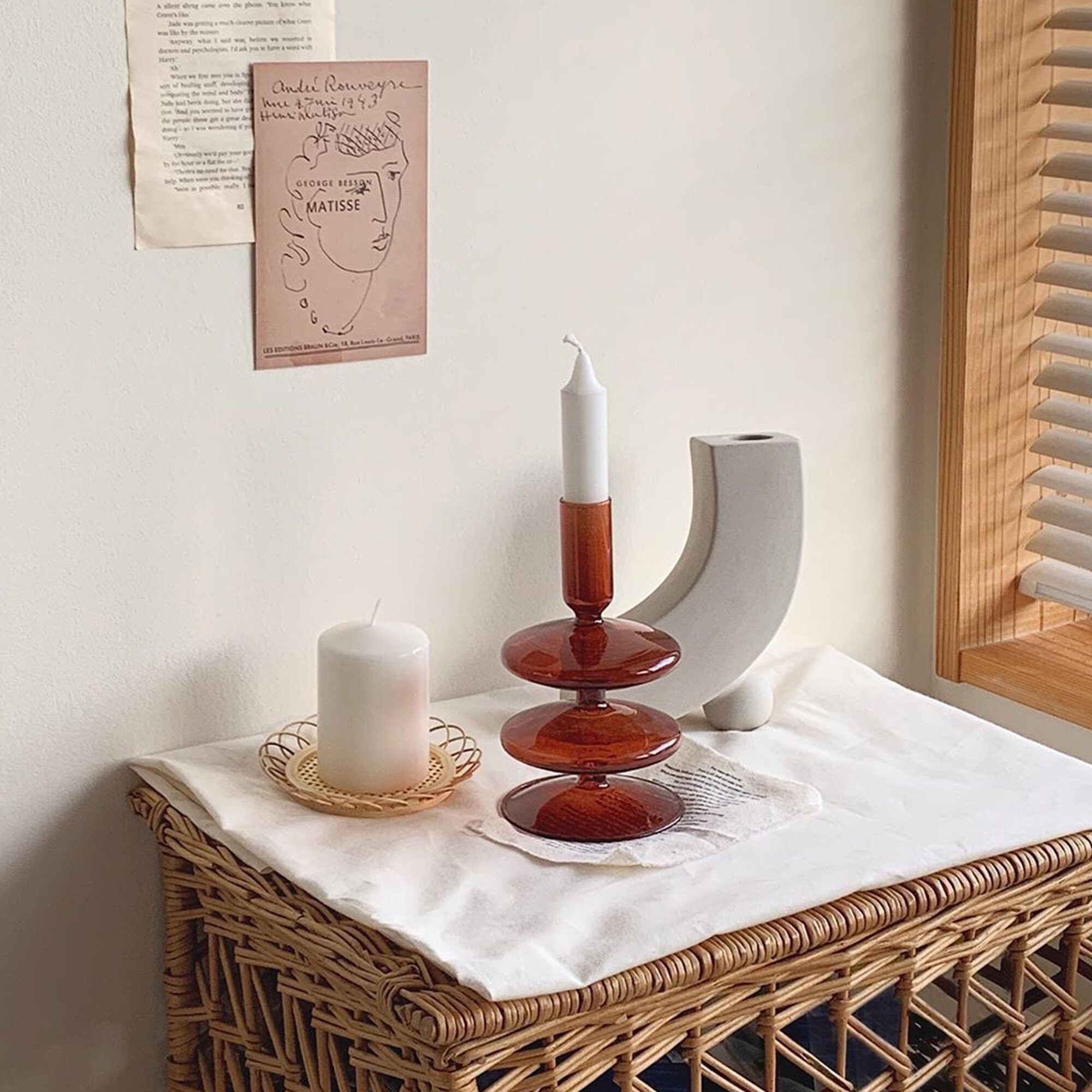 Ins Brown Glass Candle HolderVase DecorationNiche Candle Etsy