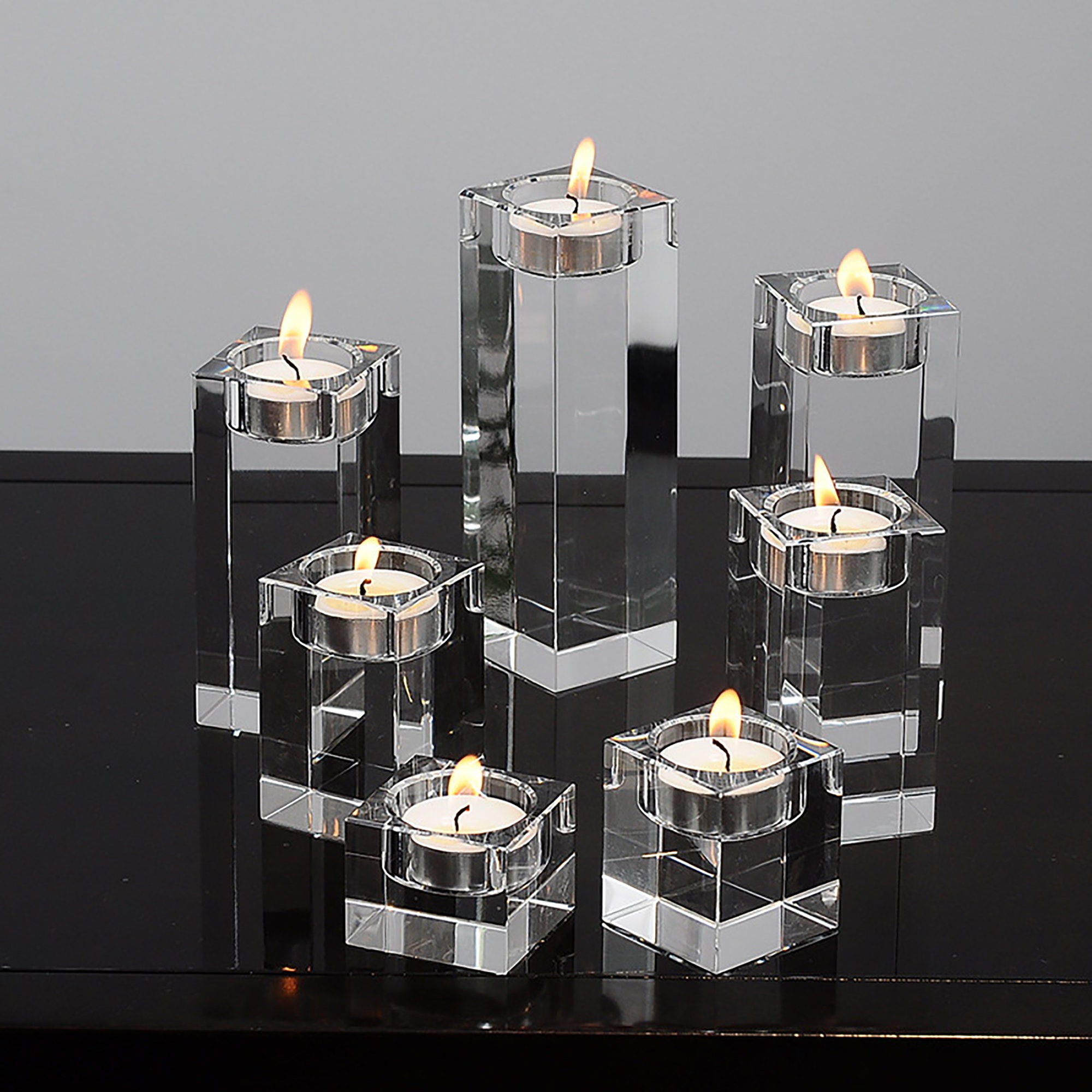 Romantic Crystal Glass Candle Holder Square Candle Holder Etsy