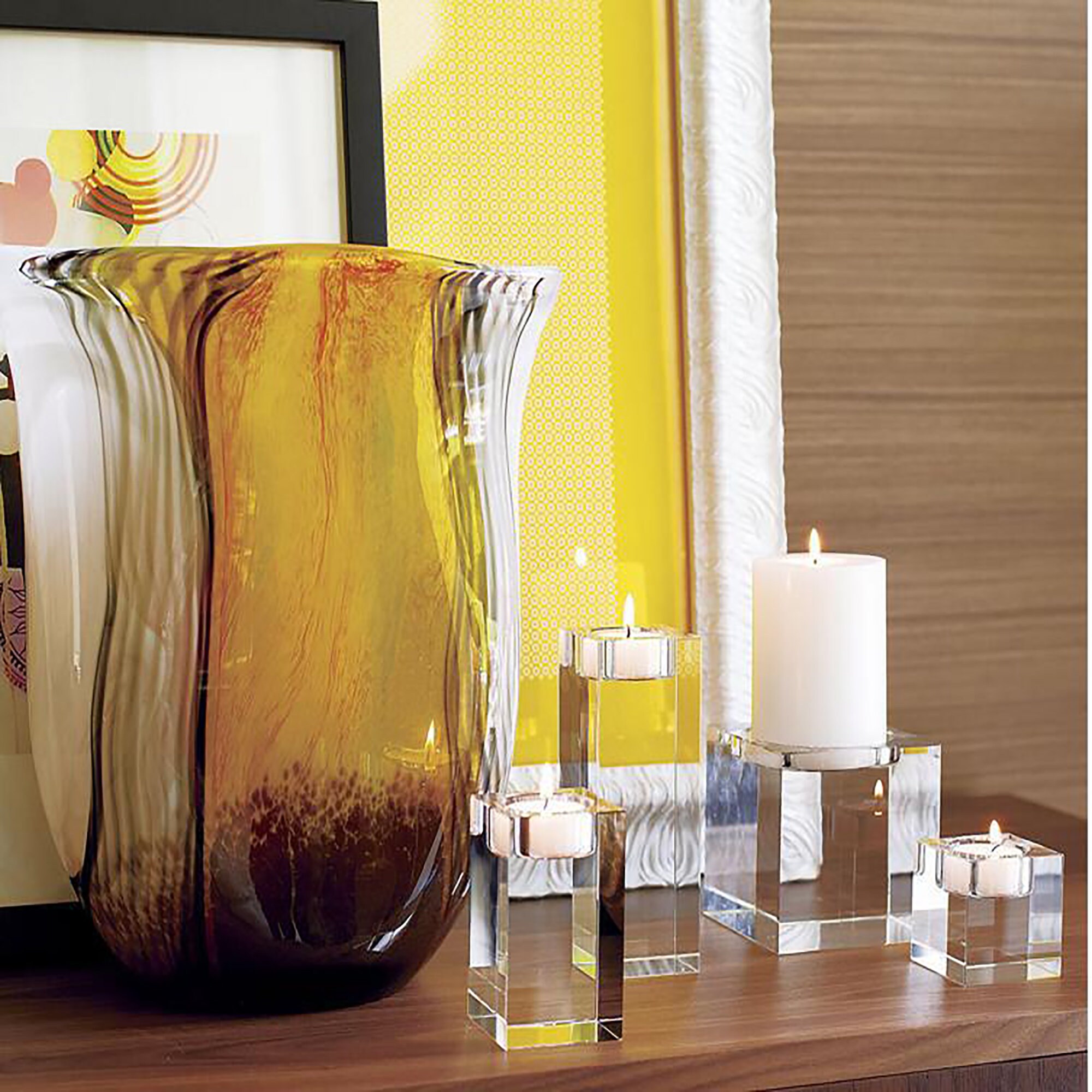 Romantic Crystal Glass Candle Holder Square Candle Holder Etsy