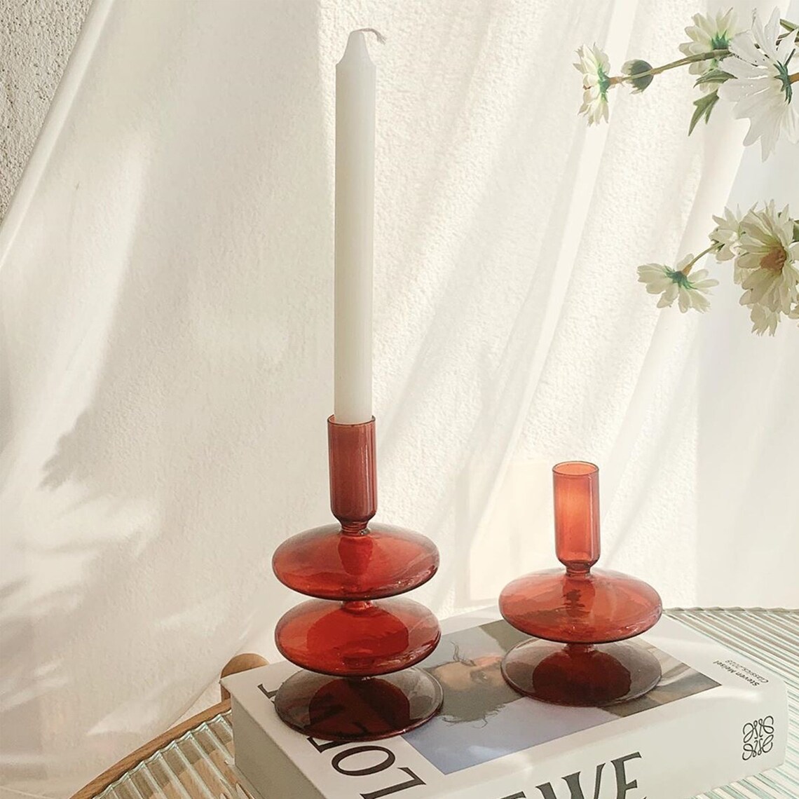 Ins Brown Glass Candle HolderVase DecorationNiche Candle Etsy