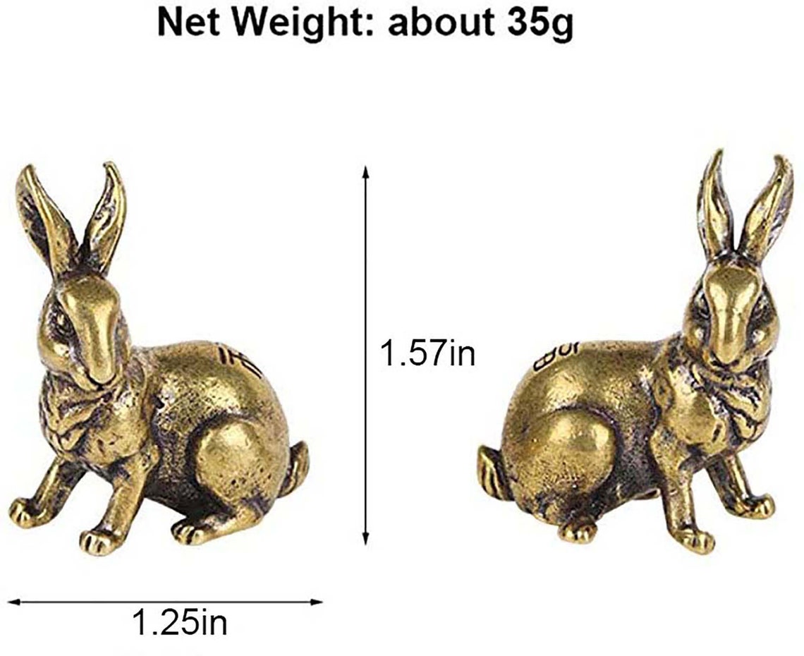 2PCS Brass Rabbit Ornaments Brass Rabbit Figurines Antique Etsy