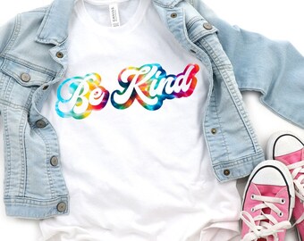 Be Kind Tie-Dye Print Shirt, Be Kind Retro Print Shirt, Spread Kindness, Be Kind, Spread Kindness Like Confetti, Colorful Tie-Dye Kind Print