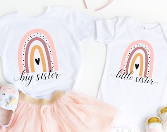 Pink Peach Rainbow Big Sister Little Sister Matching Shirt, Big Sister Little Sister Shirts, Big Sis Lil Sis Shirts, Matching Sister Tees
