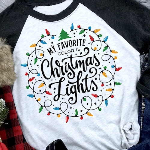 My Favorite Color is Christmas Lights Shirt Raglan Baseball Etsy