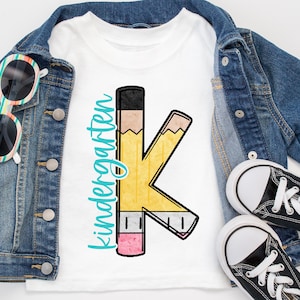 CUSTOM Pencil Lettering Back to School Grade Level Shirt, Kindergarten, 1st Grade, 2nd Grade, Team Teacher Shirts, Teacher Grade Level Shirt