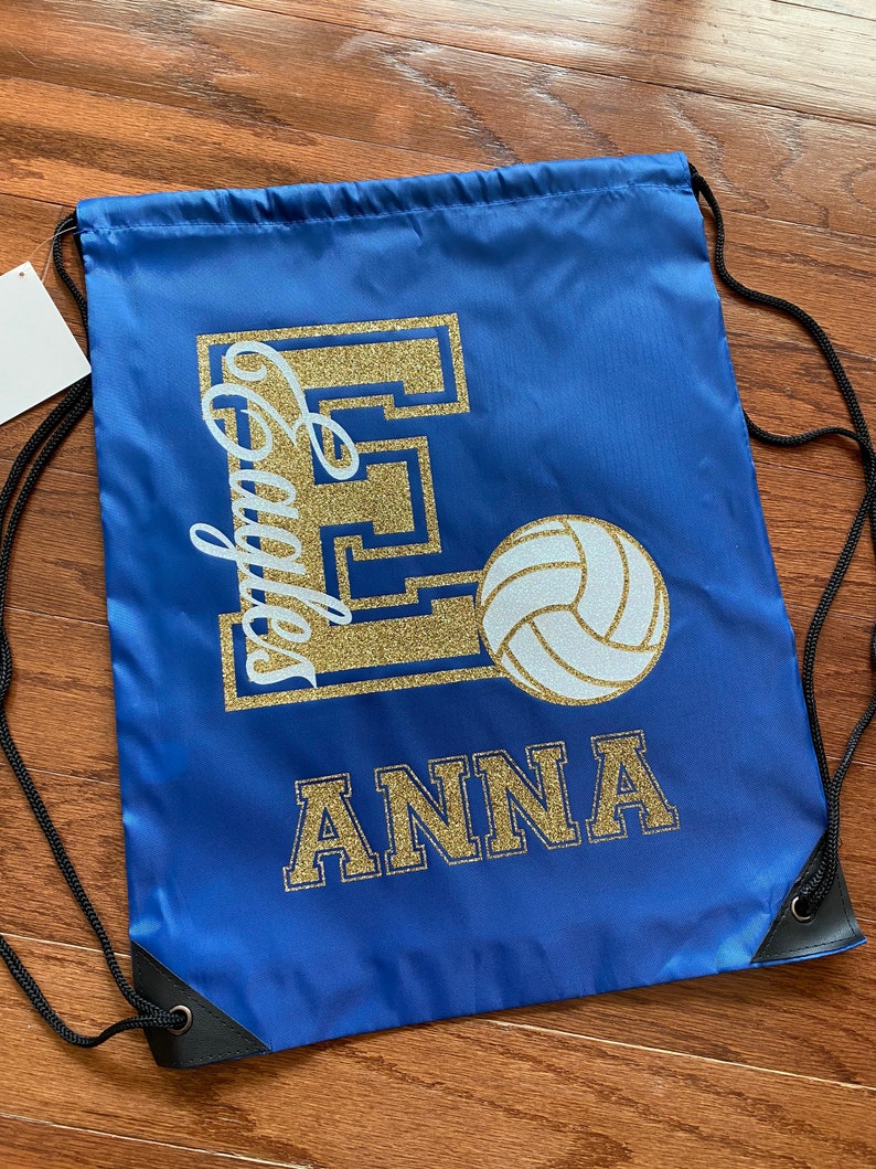 Custom Volleyball Drawstring Bag Volleyball School Spirit Etsy