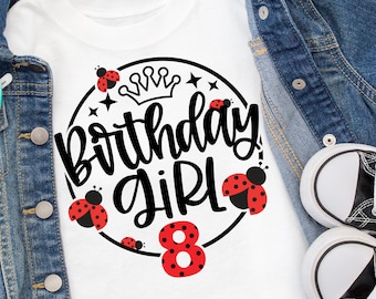 Custom Age Kids Ladybug Birthday Shirt, Lady Bug Birthday Party T-Shirt, Little Lady Birthday Girl Tshirt, Birthday Crew Family Ladybug Tee