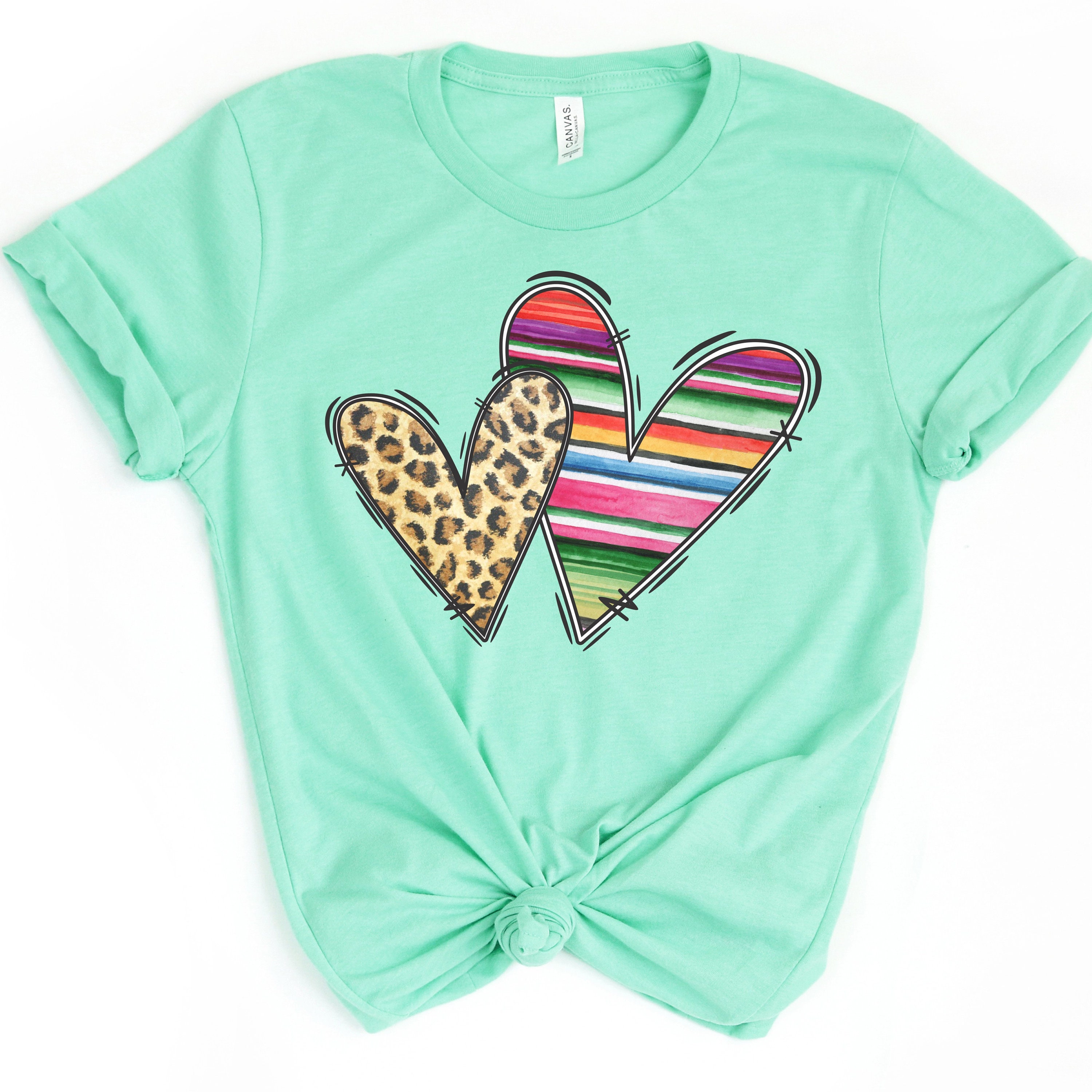 Leopard Serape Heart Valentines Day Shirt, Womens Valentine Shirt ...