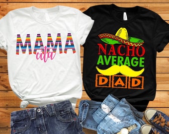 Chemise papa Nacho moyenne, chemise Mamacita Serape, chemise faire-part de grossesse, chemise papa, chemise maman, anniversaire fiesta, baby shower fiesta