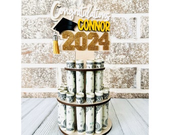 Pastel de dinero personalizado para regalo de graduación, torre de dinero, regalo de graduación de la clase de 2025 para graduados, regalo de dinero para graduación