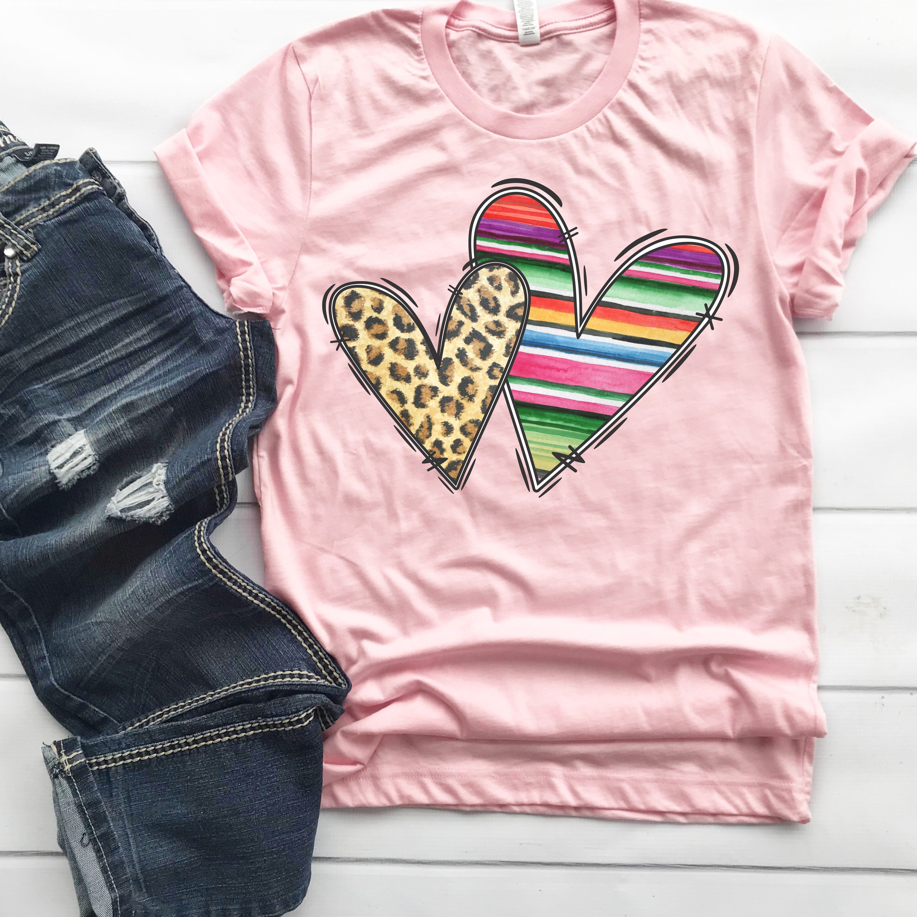 Leopard Serape Heart Valentines Day Shirt, Womens Valentine Shirt ...