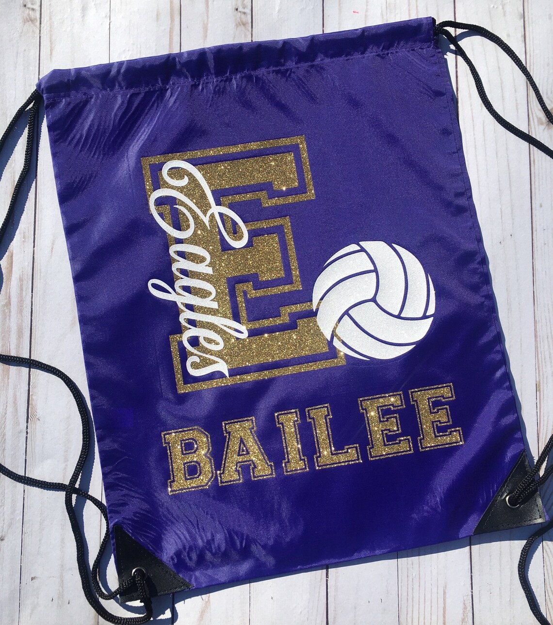 Custom Volleyball Drawstring Bag Volleyball School Spirit Etsy