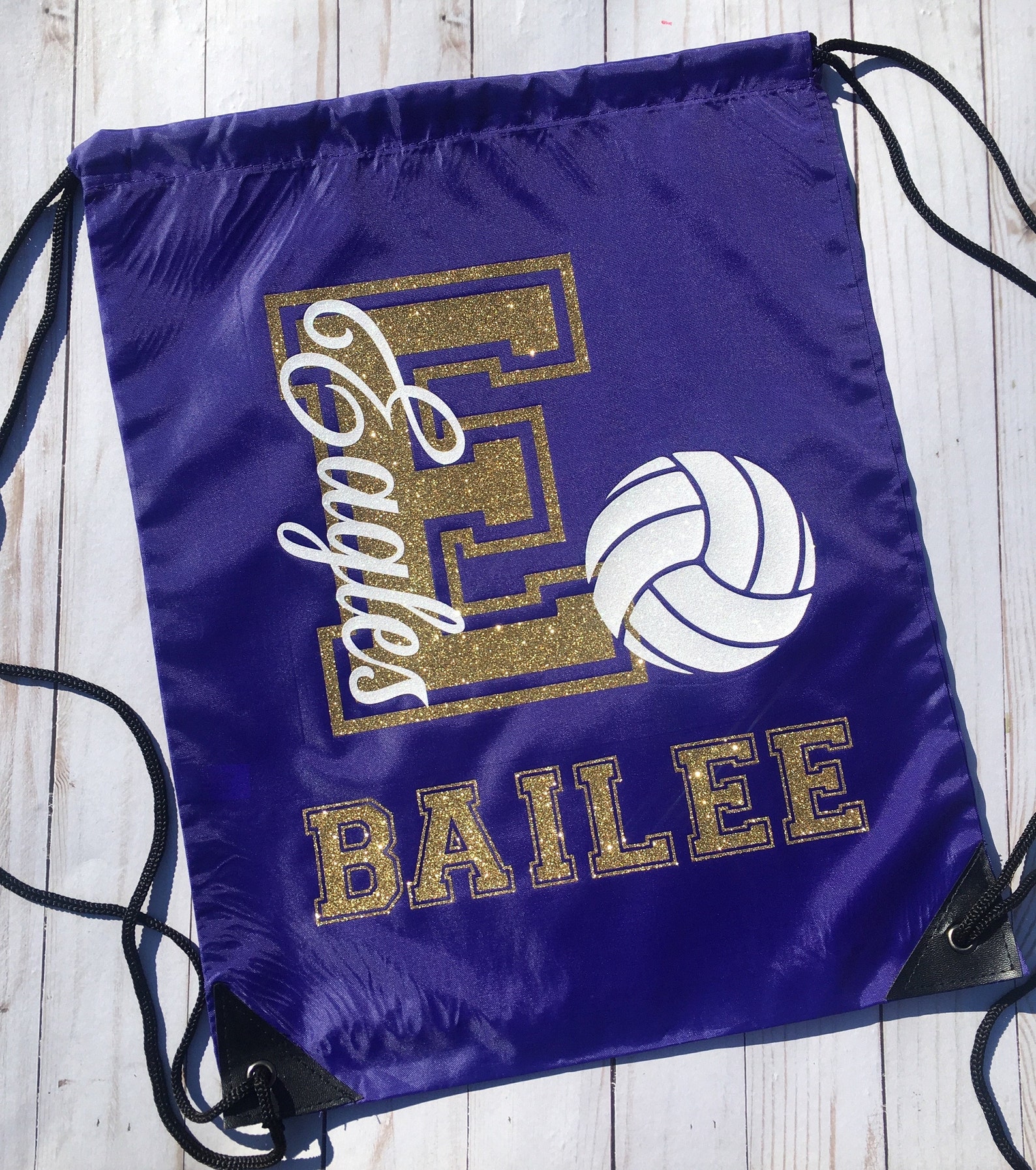 Custom Volleyball Drawstring Bag Volleyball School Spirit Etsy