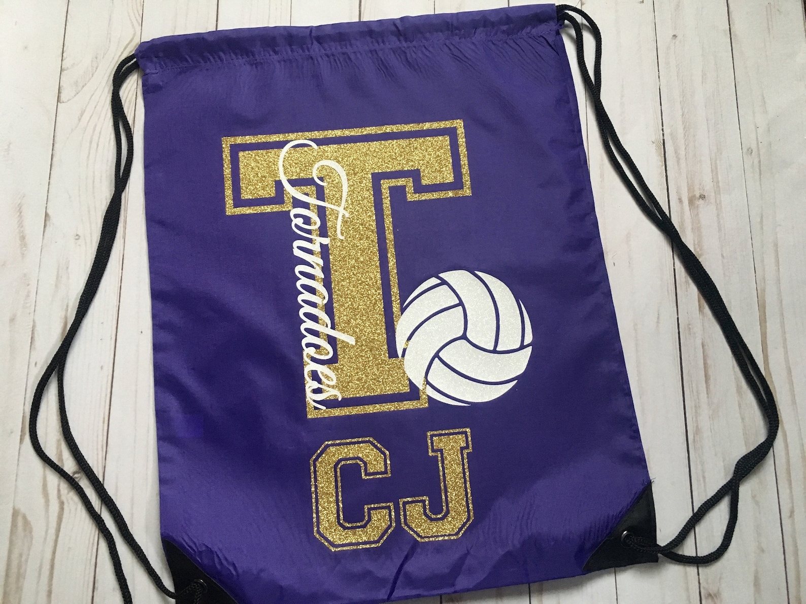 Custom Volleyball Drawstring Bag Volleyball School Spirit Etsy