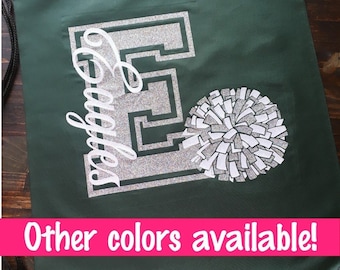 Custom Cheer Drawstring Bag, Cheerleader, School Spirit, Cheer Squad, Team Bag