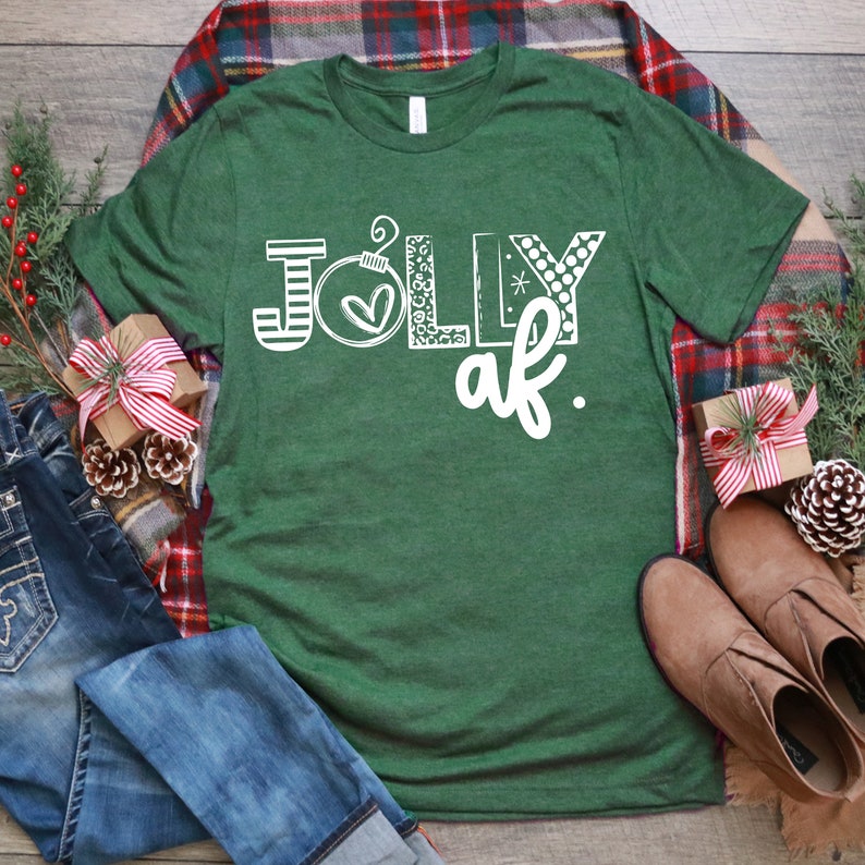 Jolly AF Christmas Shirt Adult Humor Funny Christmas Shirt - Etsy