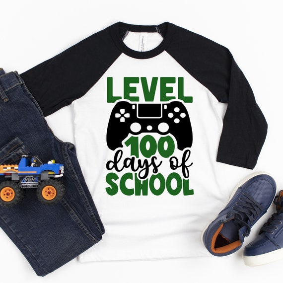 Level 100 Days Of School Shirt, 100 Days of School, 100th Day of School, Video Game 100 Days Shirt, Boy's 100 Days Of School Shirt