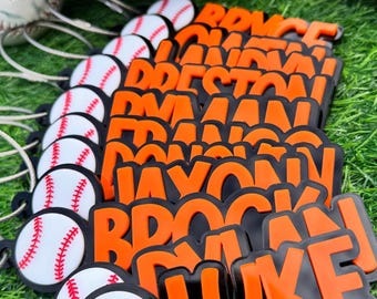 Etiqueta personalizada para bolsa de béisbol, regalo para jugador de béisbol, llavero de béisbol personalizado, regalo de fin de temporada para equipo de béisbol, artículos y merchandising de béisbol.