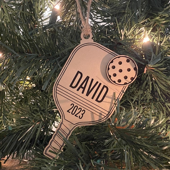 Custom Personalized Wooden Pickleball Ornament, Stocking Stuffer, Pickleball Gift, Pickleball Stocking Tag, Pickleball Christmas Gift Idea