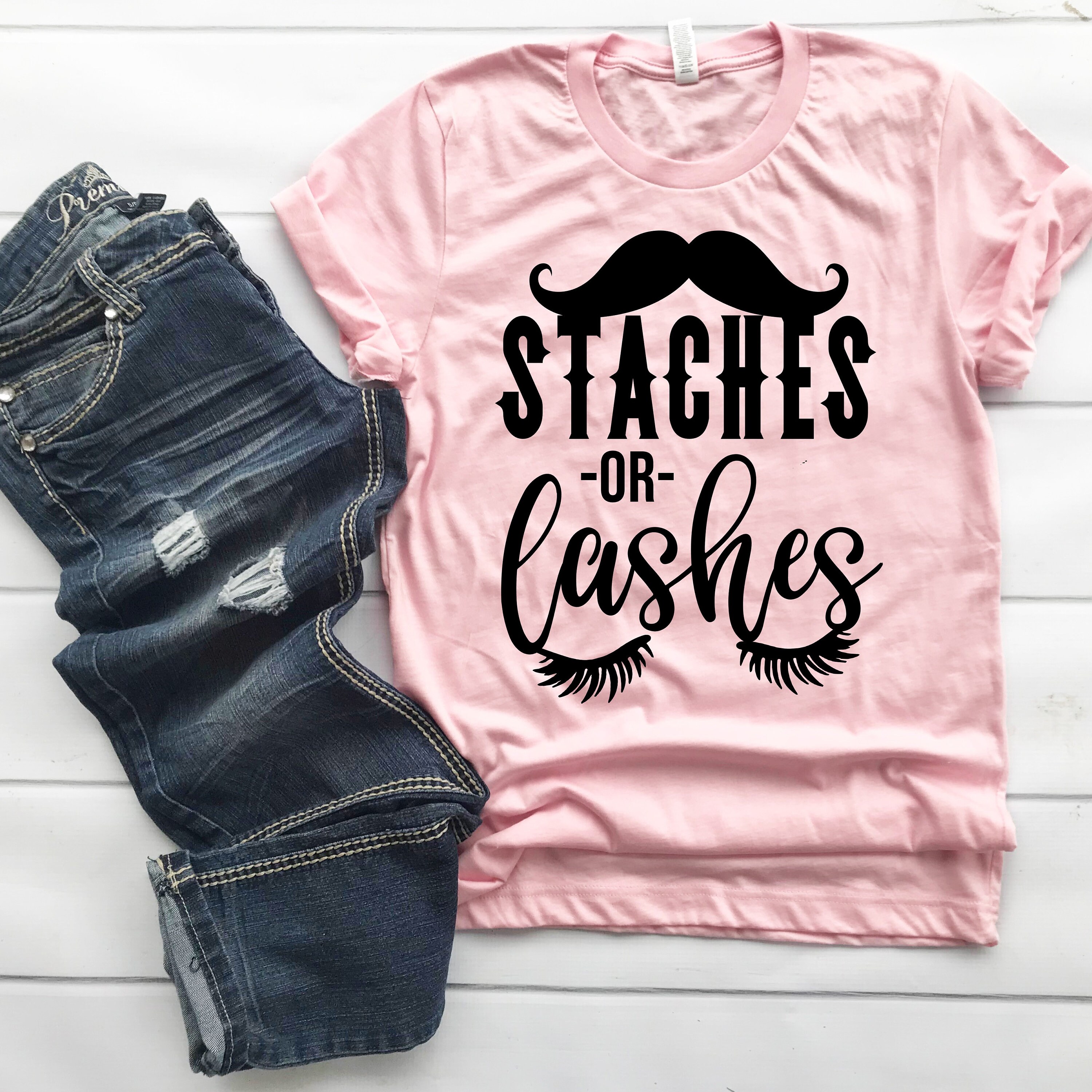 Staches or Lashes Shirt Pregnancy Announcement Shirt Dad | Etsy