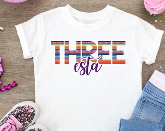 THREE-ESTA Serape Birthday Shirt, Fiesta Birthday Shirt, Taco Tuesday Birthday Shirt, 3rd Birthday Shirt, Threeesta, Three-Esta Fiesta Party
