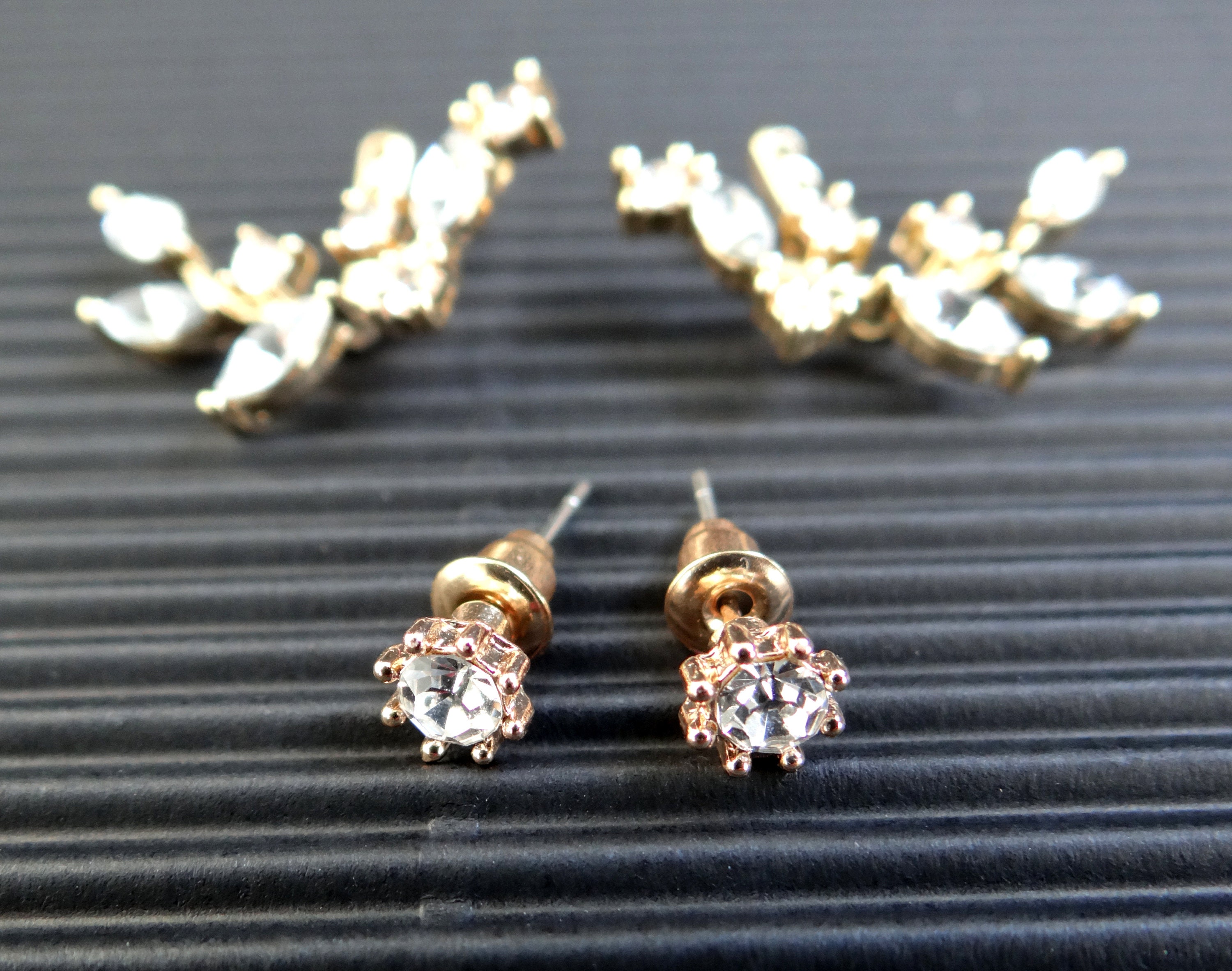 Crystal Leaf Ear Jacket CZ Front Back Earrings Minimalist Crystal Cubic