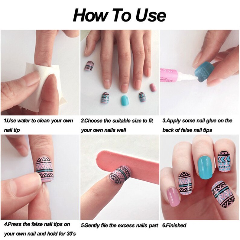 White False Nails Reusable Press on Nails Medium Oval Stick on Fake