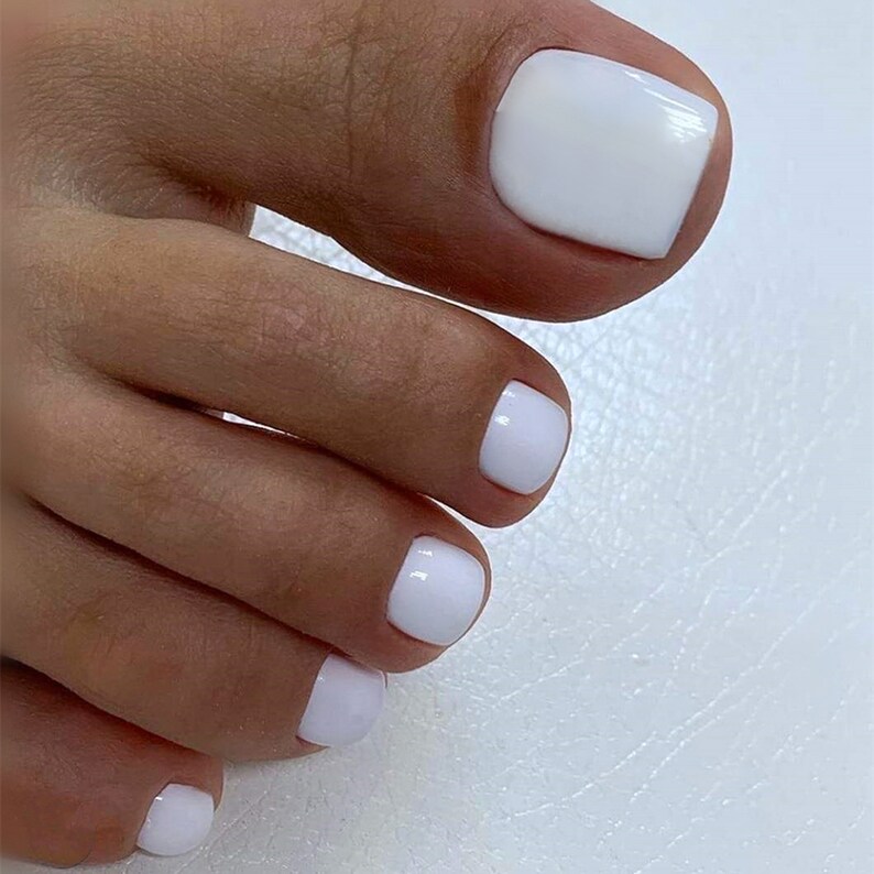 White Toenails Press on 24pcs Fake Toe Nails False Nails With Etsy UK