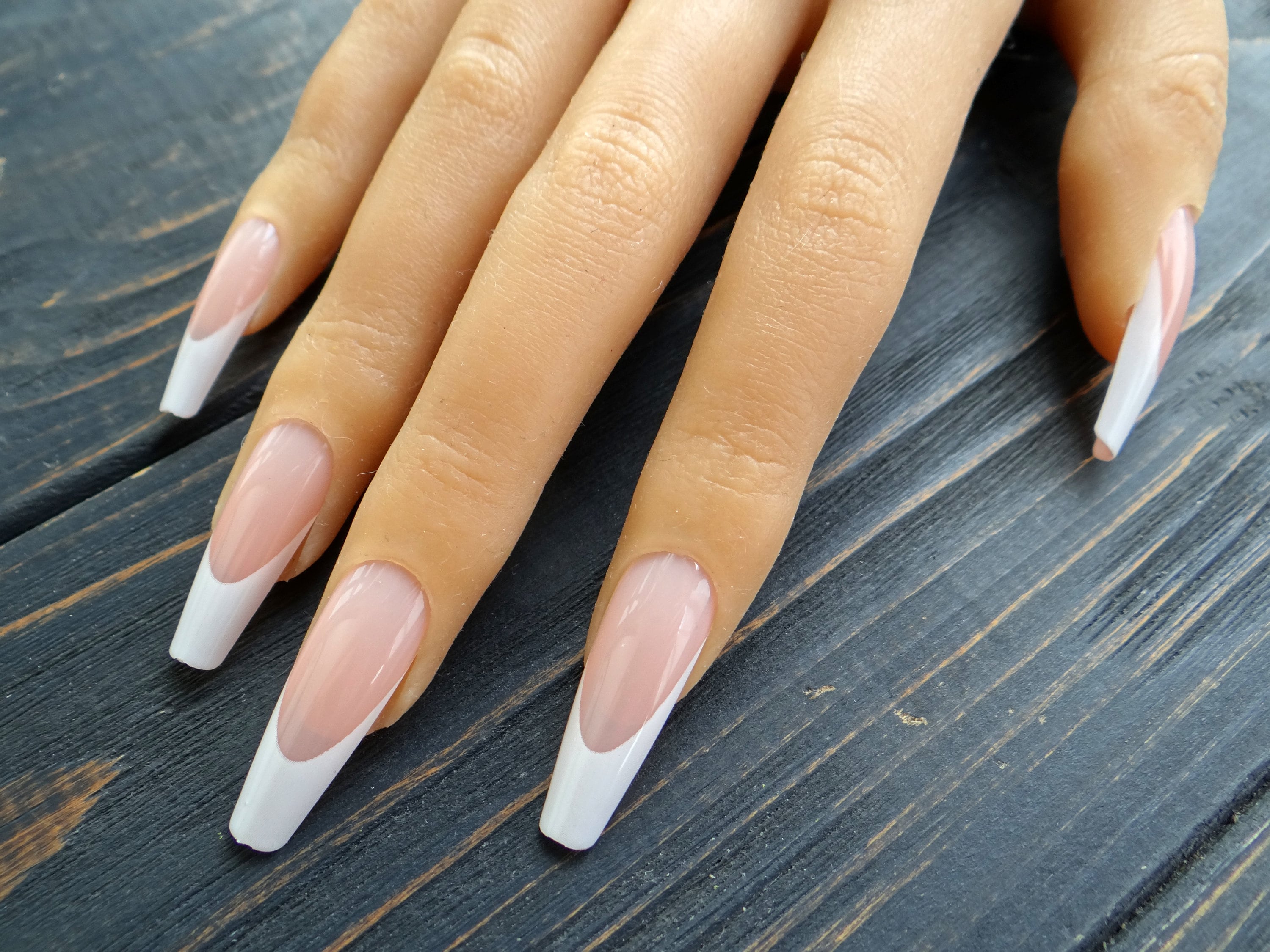 White and Nude French Press on Nails Coffin Nails White and - Etsy Ireland